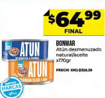 Supermayorista Vital Bonmar Atún Desmenuzado Natural/Aceite x 170gr oferta