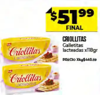 Supermayorista Vital Criollitas Galletitas Lacteadas x 118 gr oferta