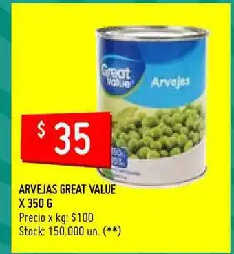 Walmart Great Value Arvejas x 350g oferta