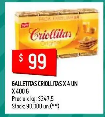 Walmart Criollitas Galletitas x 4 un x 400 g oferta