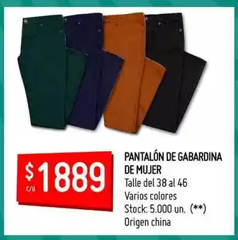 Walmart Pantalón de Gabardina de Mujer, Talle del 38 al 46 oferta