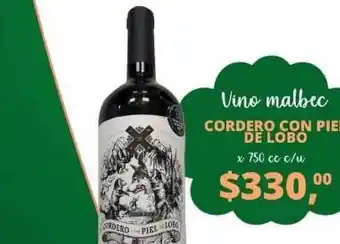Supermercados A Granel Cordero con Pie de Lobo Vino Malbec x 750cc c/u oferta