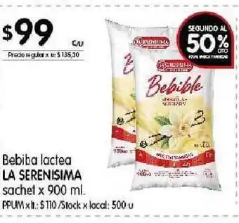 Disco La Serenisima Bebida lactea sachet x 900ml oferta