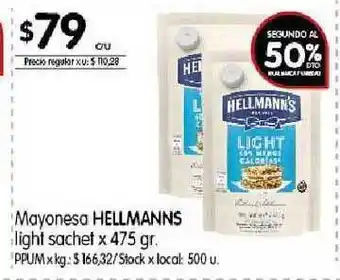 Disco Hellmanns Mayonesa Light sachet x 475gr oferta
