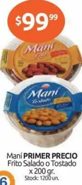 Cordiez Primer Precio Maní Frito Salado o Tostado x 200gr oferta