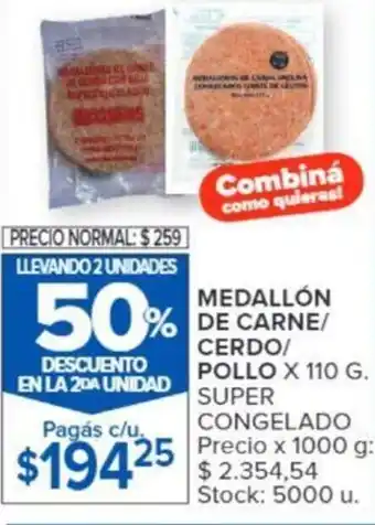 Carrefour MEDALLÓN DE CARNE/ CERDO/ POLLO X 110G oferta