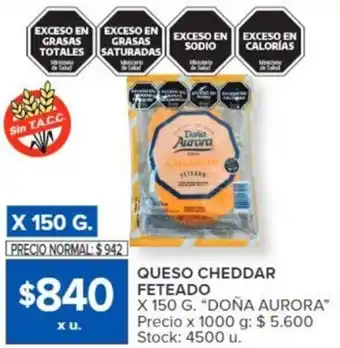 Carrefour QUESO CHEDDAR FETEADO X 150G oferta