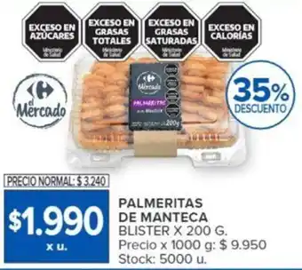 Carrefour PALMERITAS DE MANTECA BLISTER X 200G oferta