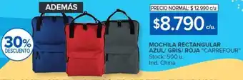 Carrefour MOCHILA RECTANGULAR AZUL/GRIS/ ROJA oferta