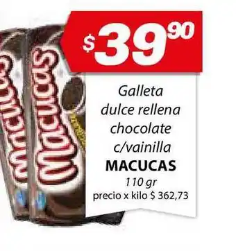 Almacor Macucas Galleta Dulce Rellena Chocolate C-vainilla 110gr oferta