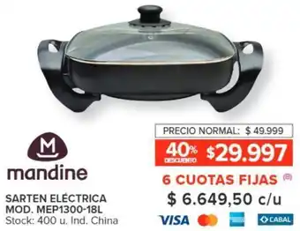 Carrefour Mandine SARTEN ELÉCTRICA MOD. MEP1300-18L oferta
