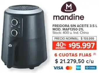 Carrefour Mandine FREIDORA SIN ACEITE 3.5 L MOD. MAF1350-21L oferta