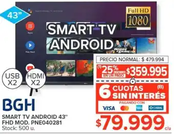 Carrefour BGH SMART TV ANDROID 43" FHD MOD. PNE040281 oferta