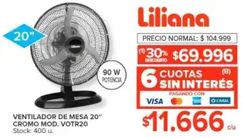 Carrefour VENTILADOR DE MESA 20" CROMO MOD. VOTR20 oferta