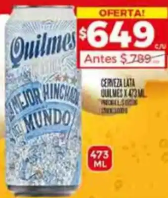 Supermercados DIA CERVEZA LATA QUILMES X 473ML oferta