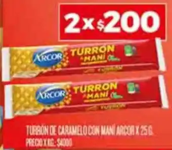 Supermercados DIA TURBÓN DE CARAMELO CON MANI ARCOR X 25G oferta