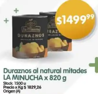 Supermercados Buenos Días Duraznos al natural mitades LA MINUCHA x 820g oferta