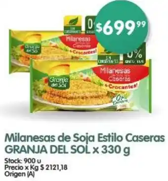 Supermercados Buenos Días Milanesas de Soja Estilo Caseras GRANJA DEL SOL x 330g oferta