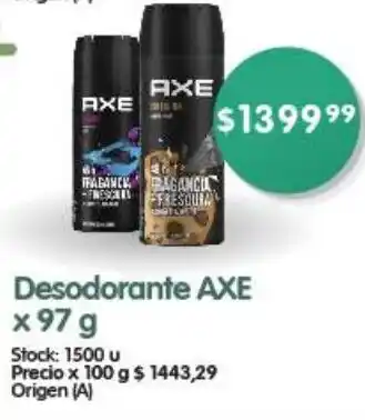 Supermercados Buenos Días Desodorante AXE x 97g oferta