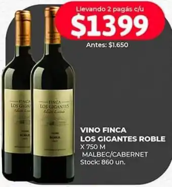 Supermercados Tadicor VINO FINCA LOS GIGANTES ROBLE X 750ML oferta