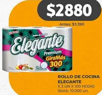 Supermercados Tadicor ROLLO DE COCINA ELEGANTE X 3 UN X 100 HOJAS oferta