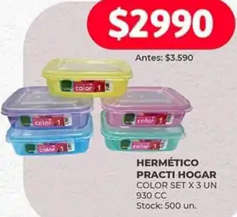 Supermercados Tadicor HERMÉTICO PRACTI HOGAR COLOR SET X 3 UN 930 CC oferta