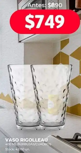 Supermercados Tadicor VASO RIGOLLEAU 400ML BURBUJAS/CUADROS oferta