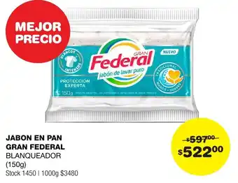 Atomo Conviene JABON EN PAN GRAN FEDERAL BLANQUEADOR 150G oferta