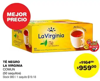 Atomo Conviene TÉ NEGRO LA VIRGINIA COMUN 50 saquitos oferta