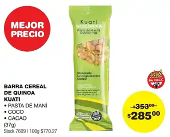Atomo Conviene BARRA CEREAL DE QUINOA KUATI 37G oferta