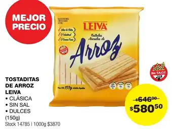 Atomo Conviene TOSTADITAS DE ARROZ LEIVA 150G oferta