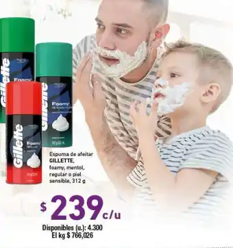 Cooperativa Obrera Gillette Espuma de afeitar foamy, mentol regular o piel sensible 312g oferta