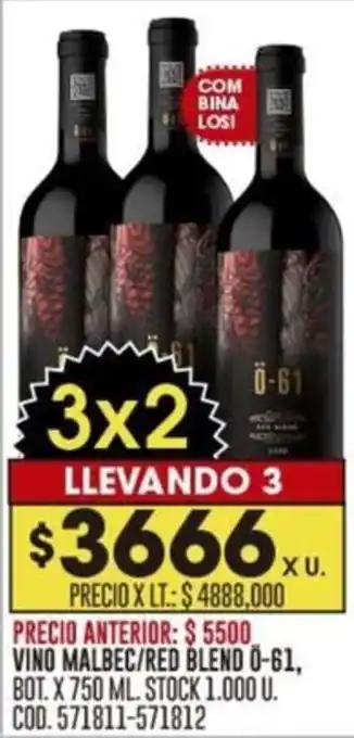 Coto VINO MALBEC/RED BLEND 0–61 BOT. X 750ML oferta