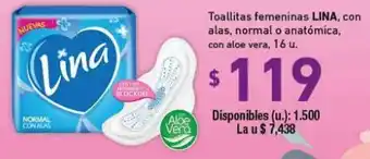 Cooperativa Obrera Lina Toallitas femeninas con alas 16u oferta