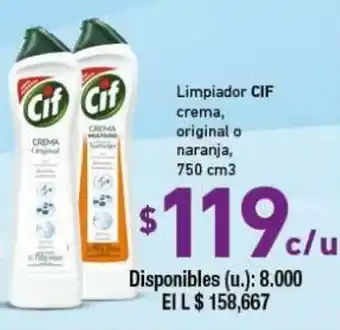 Cooperativa Obrera CIF Limpiador crema original o naranja 750cm3 oferta