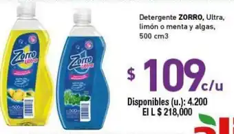 Cooperativa Obrera Zorro Detergente, Ultra limón o menta y algas oferta