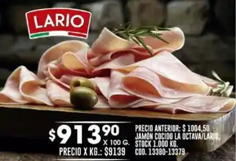 Coto JAMON COCIDO LA OCTAVA/LARIO X 100KG 9 oferta