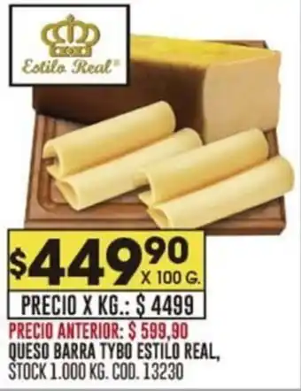 Coto QUESO BARRA TYBO ESTILO REAL X 100G oferta
