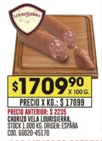 Coto CHORIZO VELA LOURISIERRA X 100G oferta