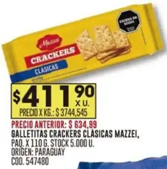 Coto GALLETITAS CRACKERS CLÁSICAS MAZZEI PAQ. X 110G oferta
