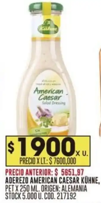 Coto ADEREZO AMERICAN CAESAR KÜHNE PET X 250ML oferta
