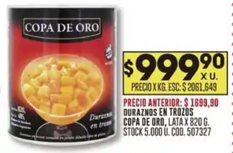 Coto DURAZNOS EN TROZOS COPA DE ORO LATA X 820G oferta