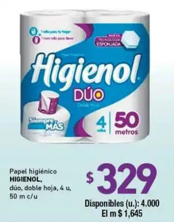 Cooperativa Obrera Higienol Papel higienico dúo, doble hoja 4u oferta