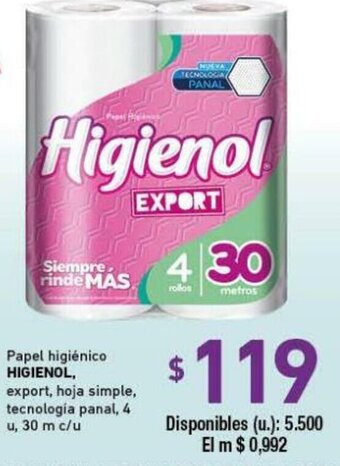 Cooperativa Obrera Higienol Papel higiénico oferta
