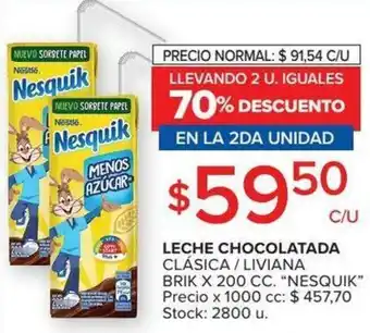 Carrefour Leche Chocolatada Clásica/Liviana Brik x 200cc oferta
