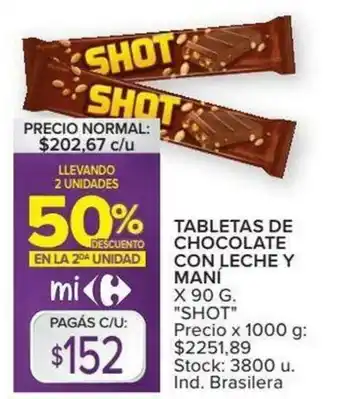 Carrefour Tabletas de chocolat con leche y Mani oferta