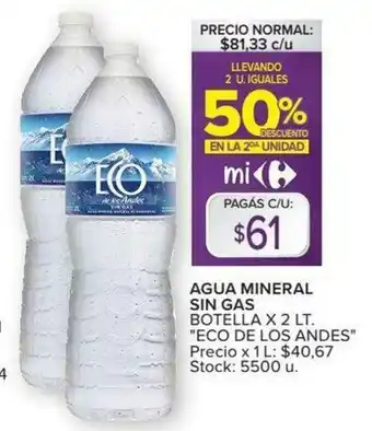 Carrefour Agua Mineral Sin Gas Botella x 2lt oferta
