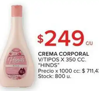 Carrefour Hinds Crema Corporal v/tipos x 350cc oferta