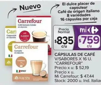 Carrefour Cápsulas de café v/sabores x 16u oferta