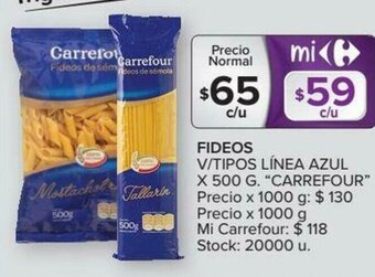 Carrefour Fideos V/Tipos Línea Azul x 500g oferta